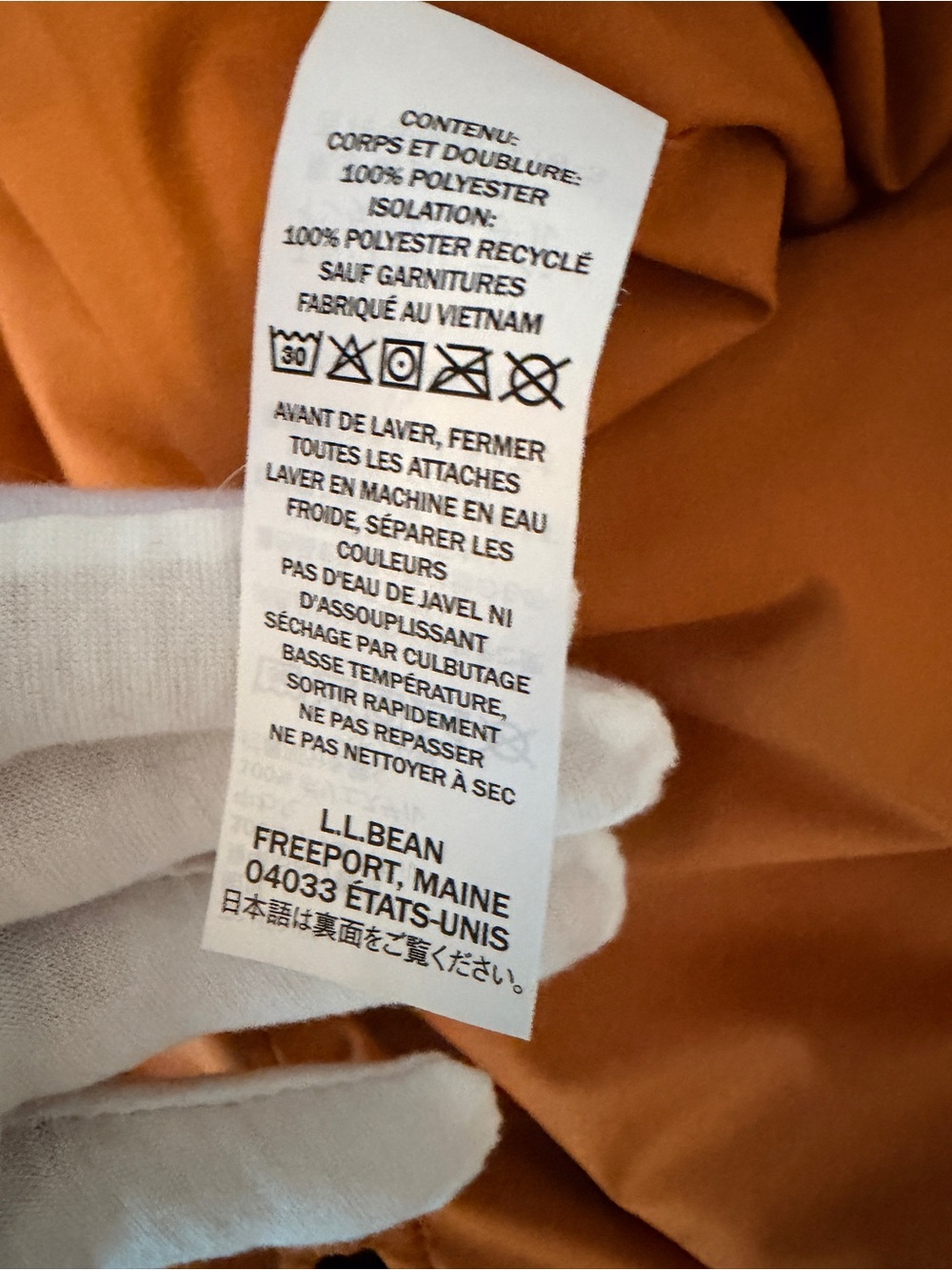 L.L.Bean Womens Quilted Jacket Orange Quilt Snap Front Lightweight Size Small - Picture 13 of 13